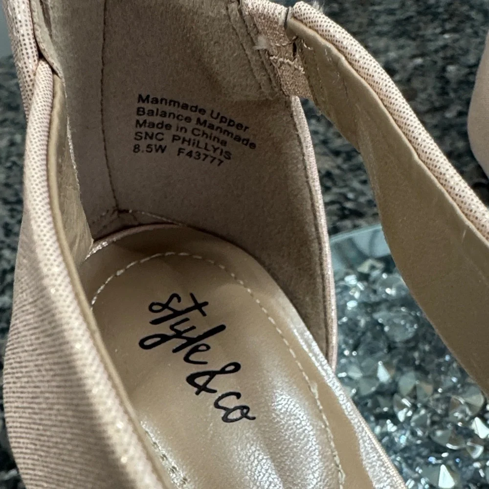 Style & Co. Phillyis blush Pink rose gold Silver rhinestone heels new 8.5W
